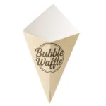 Cornete din carton pentru vafe Bubble Waffle, culoare crem